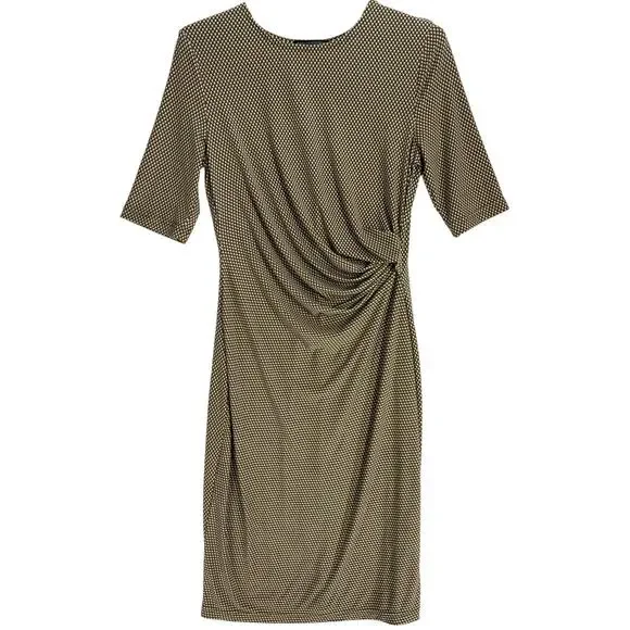 Banana Republic Midi Dress Women XS Green Pink White 3/4 Sleeve Career Feminine - Picture 2 of 9